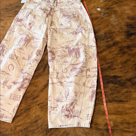We The Free Western Graphic Barrel Jeans in Tan and Brown Women’s - Picture 6 of 11